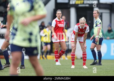 Borehamwood, Großbritannien. 29. Januar 2023. Leah Williamson von Arsenal Women beim Women's FA Cup 4. Round Match zwischen Arsenal Women und Leeds Utd Women am 29. Januar 2023 in Meadow Park, Borehamwood, England. Foto: Joshua Smith. Nur redaktionelle Verwendung, Lizenz für kommerzielle Verwendung erforderlich. Keine Verwendung bei Wetten, Spielen oder Veröffentlichungen von Clubs/Ligen/Spielern. Kredit: UK Sports Pics Ltd/Alamy Live News Stockfoto