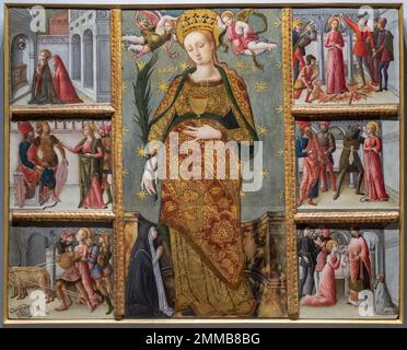 Quirizio da Murano, St. Lucia und ihre Lebensgeschichten, drittes Quartal des 15. Jahrhunderts; Tempera und Gold auf Holztäfelung. Pinacoteca dei Concordi, Rovig Stockfoto