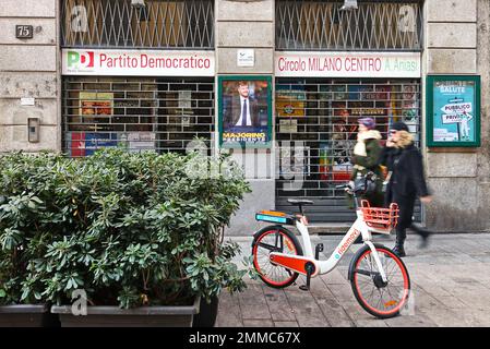 Kreis gewidmet dem Partisanen Aniasi von der Demokratischen Partei in Corso Garibaldi. Mailand, Italien - Januar 2023 Stockfoto