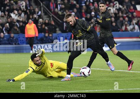 Julien Mattia / Le Pictorium - PSG - Reims - 30/11/2016 - Frankreich / Ile-de-France (Region) / Paris - Neymar Jr.'s Tor während des Spiels zwischen PSG und Stade de Reims im Prinzenpark am 29. Januar 2023. Stockfoto