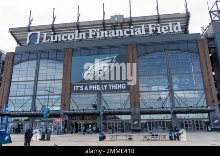 Philadelphia Pennsylvania: 29. Januar 2023: Lincoln Financial Field in South Philly, wo die Eagles Heimspiele spielen Stockfoto