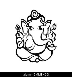 lord Ganesh. Ganesh Puja. Ganesh Chaturthi. Es wird für Postkarten, Drucke, Textilien und Tätowierungen verwendet. Verzierung mit Gott Ganesha. Illustration von Happy Ganes Stock Vektor