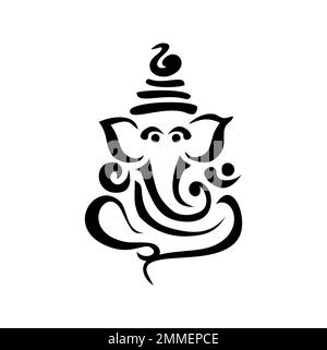 lord Ganesh. Ganesh Puja. Ganesh Chaturthi. Es wird für Postkarten, Drucke, Textilien und Tätowierungen verwendet. Verzierung mit Gott Ganesha. Illustration von Happy Ganes Stock Vektor