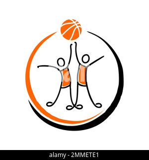 Eine Vektordarstellung des Logos einer Stickman-Figur für Basketball Stock Vektor