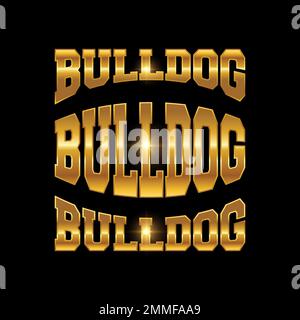 Eine Vektordarstellung des Golden Bulldog Wordmark Logo-Zeichens auf schwarzem Hintergrund mit goldenem Glanzeffekt Stock Vektor