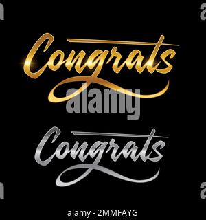 Creative Luxury Congrats Vector Illustration in schwarzem Hintergrund mit Gold- und Silberschattierung Stock Vektor