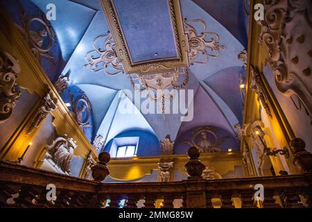 Palazzo Borromeo, Innenansicht des Schlosses in Isola Bella, Inselgruppe Isole Borromee, Lago Maggiore, Italien Stockfoto