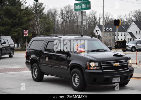 Wilmington, Usa. 29. Januar 2023. Präsident der Vereinigten Staaten Joe Biden und First Lady Jill Biden in Wilmington. Die Autokolonne reiste vom Luftwaffenstützpunkt Delaware und erreichte die Residenz am Nachmittag. (Foto: Kyle Mazza/SOPA Images/Sipa USA) Guthaben: SIPA USA/Alamy Live News Stockfoto