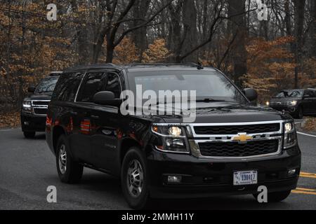 Wilmington, Usa. 29. Januar 2023. First Lady of the United States Jill Biden verlässt die Residenz in Wilmington auf dem Weg zum NFC Championship Game mit den Philadelphia Eagles und San Francisco 49ers am Lincoln Financial Field in Philadelphia Credit: SOPA Images Limited/Alamy Live News Stockfoto