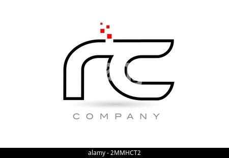 Logo mit Buchstabenkombination mit RC-Verbindung, Punkten und Rot. Kreative Vorlage für Unternehmen und Unternehmen Stock Vektor