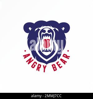 Einzigartiger Angry-Bear-Kopf mit offenem Mund Grafik-Symbol Logo-Design Abstraktes Konzept Vektorsymbol, das sich auf Tiercharaktere bezieht Stock Vektor