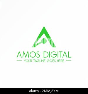 Buchstabe oder Wort Eine Schriftart wie dreieckig mit digitalem Bildgrafik Symbol Logo Design abstraktes Konzept Vektorakzentechnologie oder Initial Stock Vektor