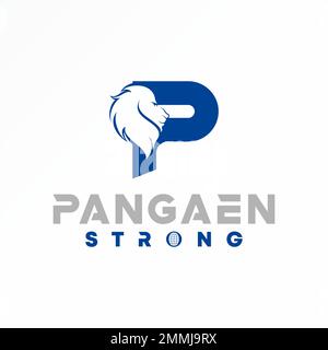 Schriftart P mit Löwenkopf Grafik Symbol Logo Design abstraktes Konzept Vektormaterial. Wird als Symbol verwendet, das sich auf die Initialen oder Tiere bezieht Stock Vektor