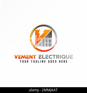 Buchstabe oder Wort VE- oder EV-Schriftart im Kreis mit Power oder elektrischem Bild Grafiksymbol Logo-Design abstraktes Konzept Vektorvorrat Initial oder Energie Stock Vektor