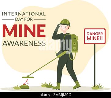 International Mine Awareness Day am 04. April – Illustration mit „Do Not Step on Landmines for Web Banner“ in handgezeichneten Vorlagen für flache Cartoons Stock Vektor