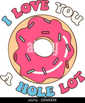 Inspirierender, niedlicher Donut-Zitat in flippigem Stil. Vektorkonstruktion. Stock Vektor