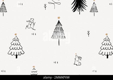 Weihnachten Doodle Hintergrund, niedlichen Eisbären Tiermuster in schwarz Vektor Stock Vektor