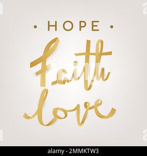 Ästhetische Zitat Aufkleber, Hoffnung Glauben Liebe Typografie Vektor Stock Vektor