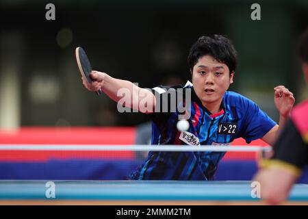 Tokio, Japan. 28. Januar 2023. Kakeru Sone Tischtennis : Alle Japan Table Tennis Championships 2023 Männer Singles Viertelfinale im Tokyo Metropolitan Gymnasium in Tokio, Japan . Kredit: Yohei Osada/AFLO SPORT/Alamy Live News Stockfoto