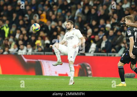 Madrid, Spanien. 29. Januar 2023. Nacho (Real) Fußball : spanisches Spiel „La Liga Santander“ zwischen Real Madrid CF 0-0 Real Sociedad im Estadio Santiago Bernabeu in Madrid, Spanien . Kredit: Mutsu Kawamori/AFLO/Alamy Live News Stockfoto