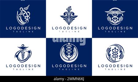 Design-Set für medizinisches Logo. Design-Kollektion für Apotheken-Logos. Stock Vektor