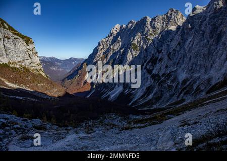 Wanderung über Plemenice nach Triglav Stockfoto