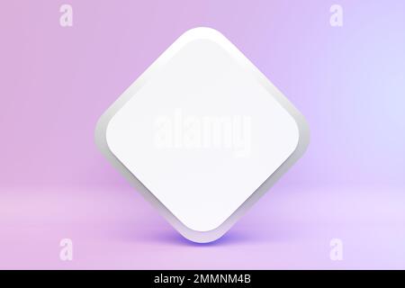 3D Abbildung weißer Rhombus für Text auf pinkfarbenem Hintergrund. Abbildung der Abdeckung Stockfoto