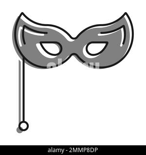 Symbol für linear gefülltes graues Symbol. Weibliche Maske Im Theaterstil. Venezianische Karneval-Augenmaske. Einfacher schwarzweißer Vektor, isoliert auf weißem Hintergrund Stock Vektor