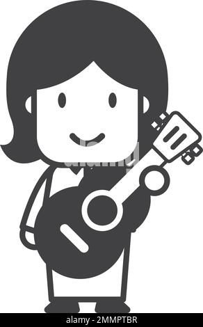 Klassische Gitarrenspieler-Illustration im minimalen Stil, isoliert auf dem Hintergrund Stock Vektor