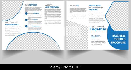 Broschürendesign, Geschäftsbroschüre Designvorlage Vektordarstellung. Broschürenvorlage, kreative dreifach gefaltete Vorlage, Trendbroschüre Vorlage. Stock Vektor