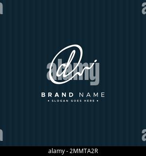 „D Letter Signature Logo – D Letter Initial Logo – Logo für Firmenname beginnt mit Buchstabe D. Stock Vektor