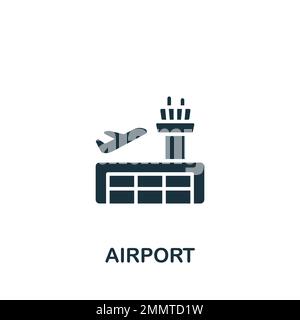 Flughafensymbol. Einfarbiges einfaches Schild aus der Airport Elements Collection. Flughafensymbol für Logo, Vorlagen, Webdesign und Infografiken. Stock Vektor