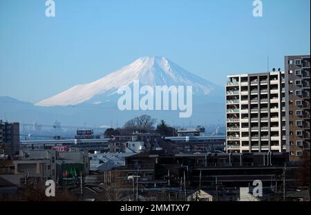 Der Fuji ist aus der Ferne von Tokio, Japan, zu sehen Stockfoto