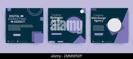 Banner für digitales Business-Marketing für Postvorlagen in sozialen Medien. Webinar für digitales Marketing und Bannerdesigns für Marketingagenturen Stock Vektor