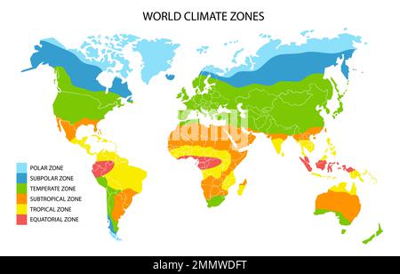 Karte der Weltklimazonen, Vektorgrafiken Stock Vektor