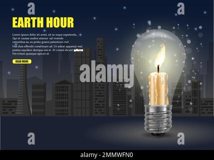 Earth Hour Worldwide Movement Vector Webbanner-Vorlage Stock Vektor