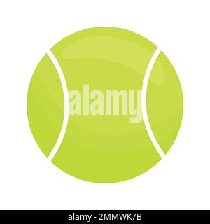 Tennis Green Ball Flachdesign Illustration isoliert. Tennisturniersymbol für sportliche Freizeitaktivitäten. Stock Vektor