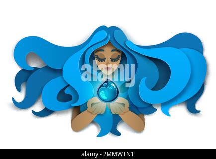 Save Water Concept Vector Illustration in Paper Art Stil Stock Vektor