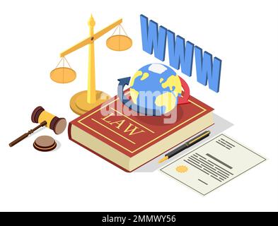 Flache isometrische Darstellung des Regelvektors für die Webregulierung Stock Vektor