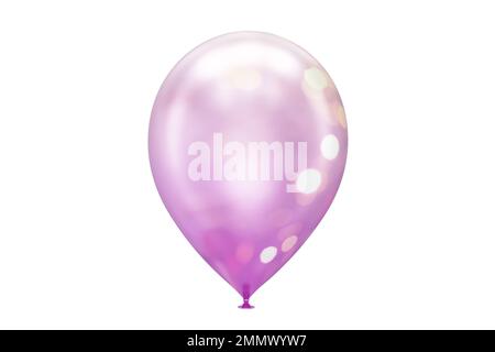 Ein violetter Ballon mit glitzernder Nahaufnahme isoliert auf weißem 3D-Rendering Stockfoto