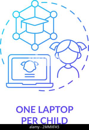 Ein Laptop pro Kind mit blauem Farbverlauf Stock Vektor