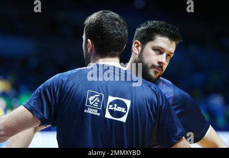 Nicolas Tournat of France vor der IHF Men's World Championship 2023, letztes Handballspiel zwischen Frankreich und Dänemark am 29. Januar 2023 in der Tele2 Arena in Stockholm, Schweden – Foto Laurent Lairys/DPPI Stockfoto