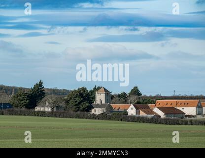 Temple Bruer, Sleaford, Lincolnshire - Tempelturm aus dem 12. Jahrhundert oder Temple Bruer Preceptory Stockfoto