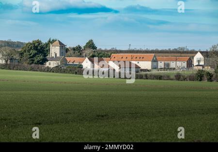 Temple Bruer, Sleaford, Lincolnshire - Tempelturm aus dem 12. Jahrhundert oder Temple Bruer Preceptory Stockfoto