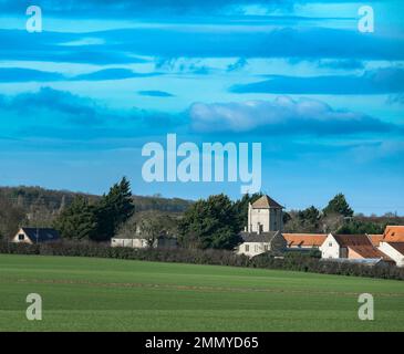 Temple Bruer, Sleaford, Lincolnshire - Tempelturm aus dem 12. Jahrhundert oder Temple Bruer Preceptory Stockfoto