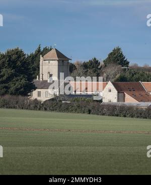 Temple Bruer, Sleaford, Lincolnshire - Tempelturm aus dem 12. Jahrhundert oder Temple Bruer Preceptory Stockfoto