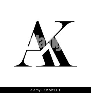 Vektordarstellung isoliert auf weißem Hintergrund von Monogramm-Logo Vektorbuchstaben AK Stock Vektor