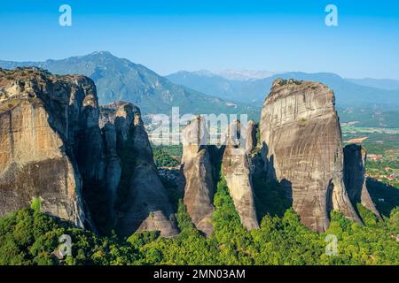 Griechenland, Thessalien, Kalambaka, Ort von Meteora, die zum UNESCO-Weltkulturerbe gehört Stockfoto