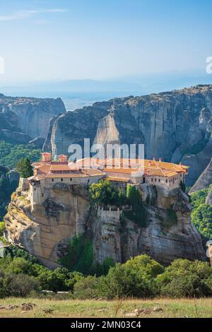 Griechenland, Thessalien, Kalambaka, Ort Meteora, das zum UNESCO-Weltkulturerbe gehört, Kloster Varlaam Stockfoto