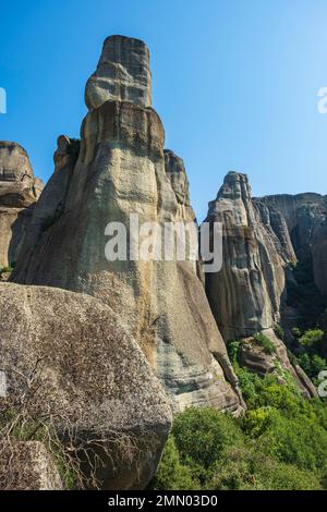 Griechenland, Thessalien, Kalambaka, Ort von Meteora, die zum UNESCO-Weltkulturerbe gehört Stockfoto